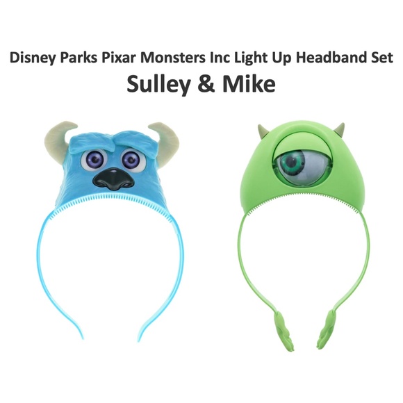 Disney Accessories - Disney Parks Pixar Monsters Inc Light Up Ears Headband Set Sulley & Mike - NEW